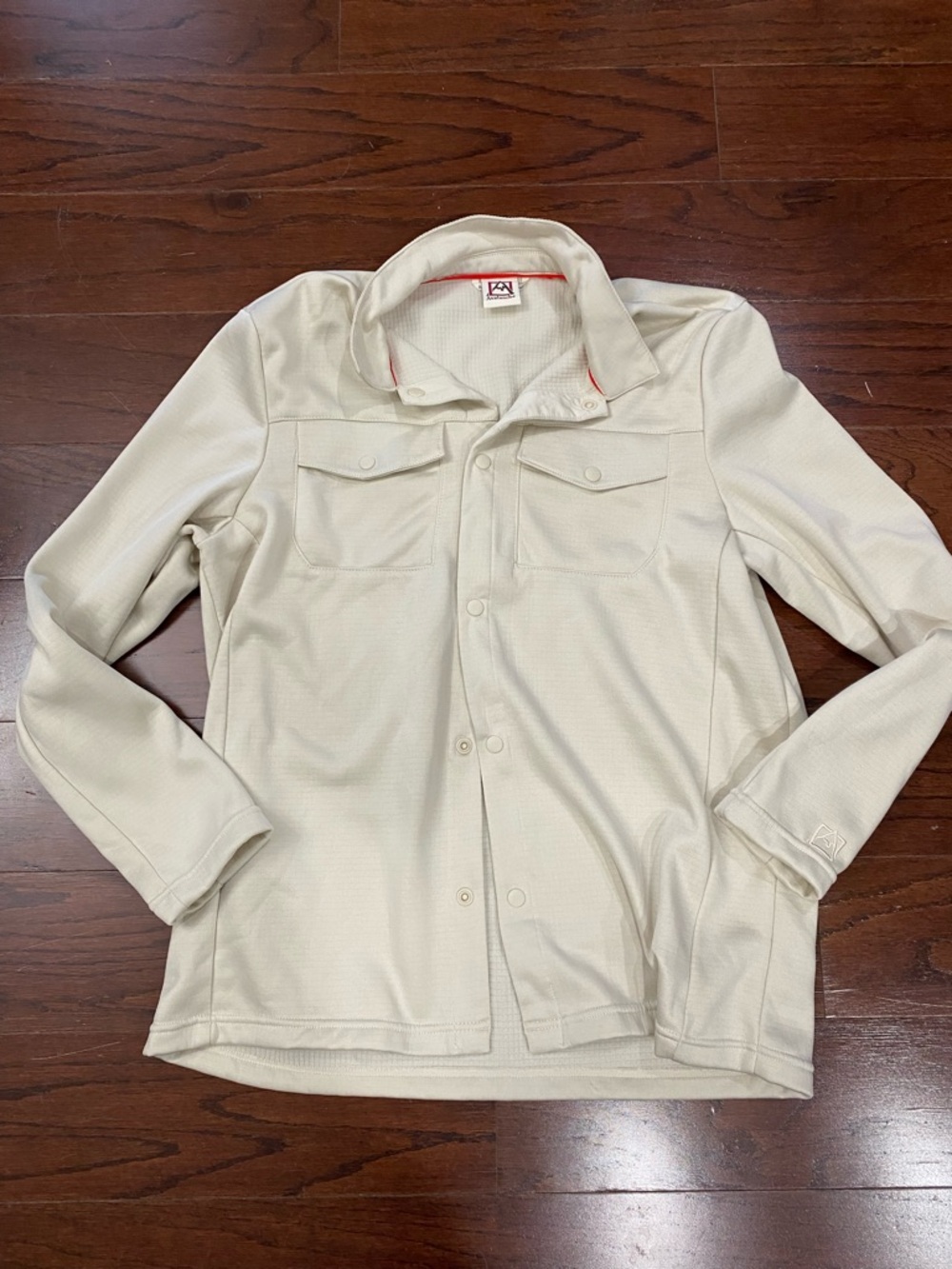 Avalanche Mens Shirt Jacket Button Down Outdoor Fleece Flap Pockets L Beige